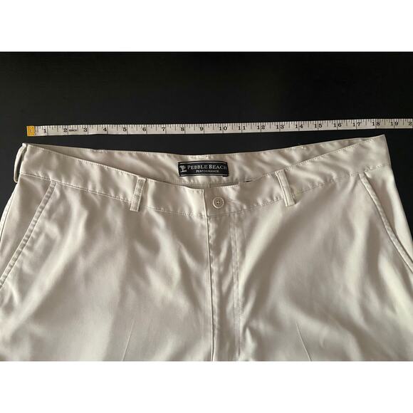 PEBBLE BEACH Performance Cream Flat Front Golf Shorts sz 38 - Picture 6 of 9